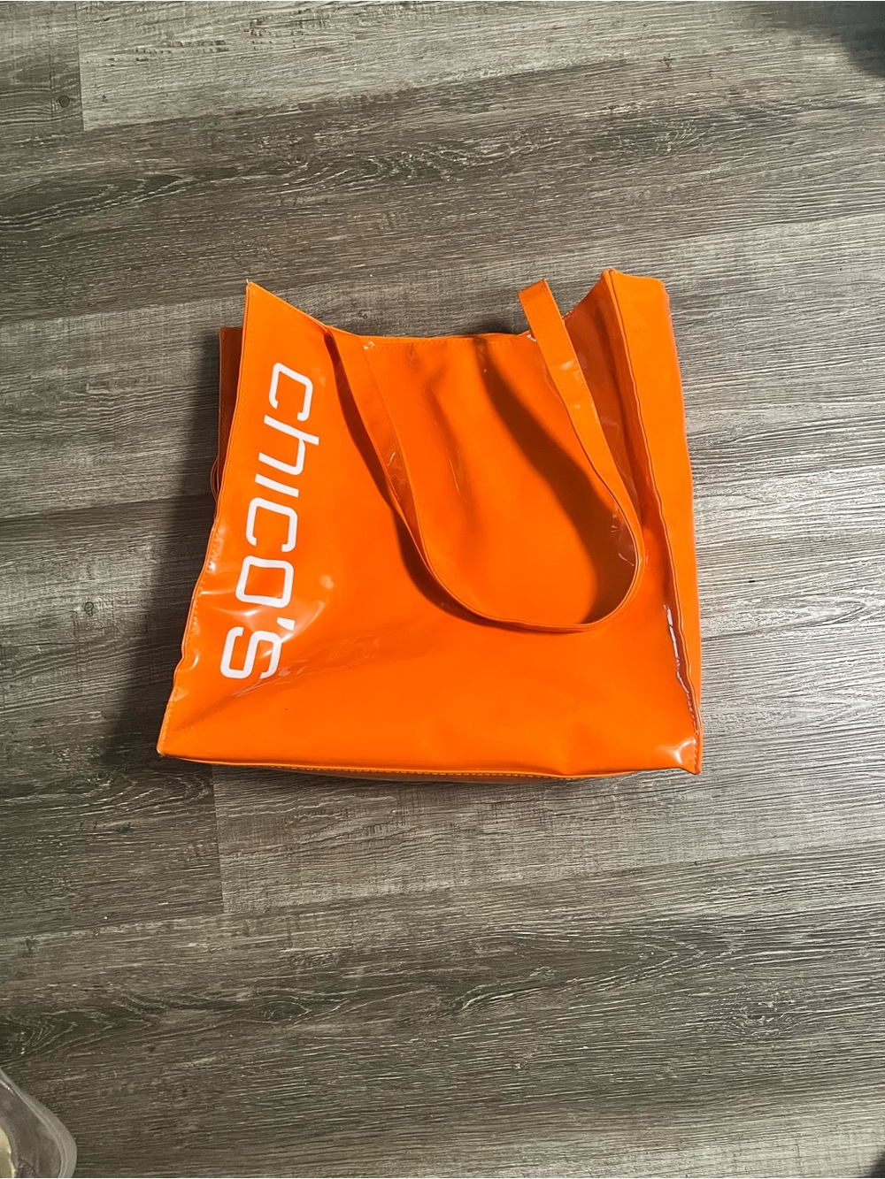 Chico's Bright Orange Vinyl Tote Bag